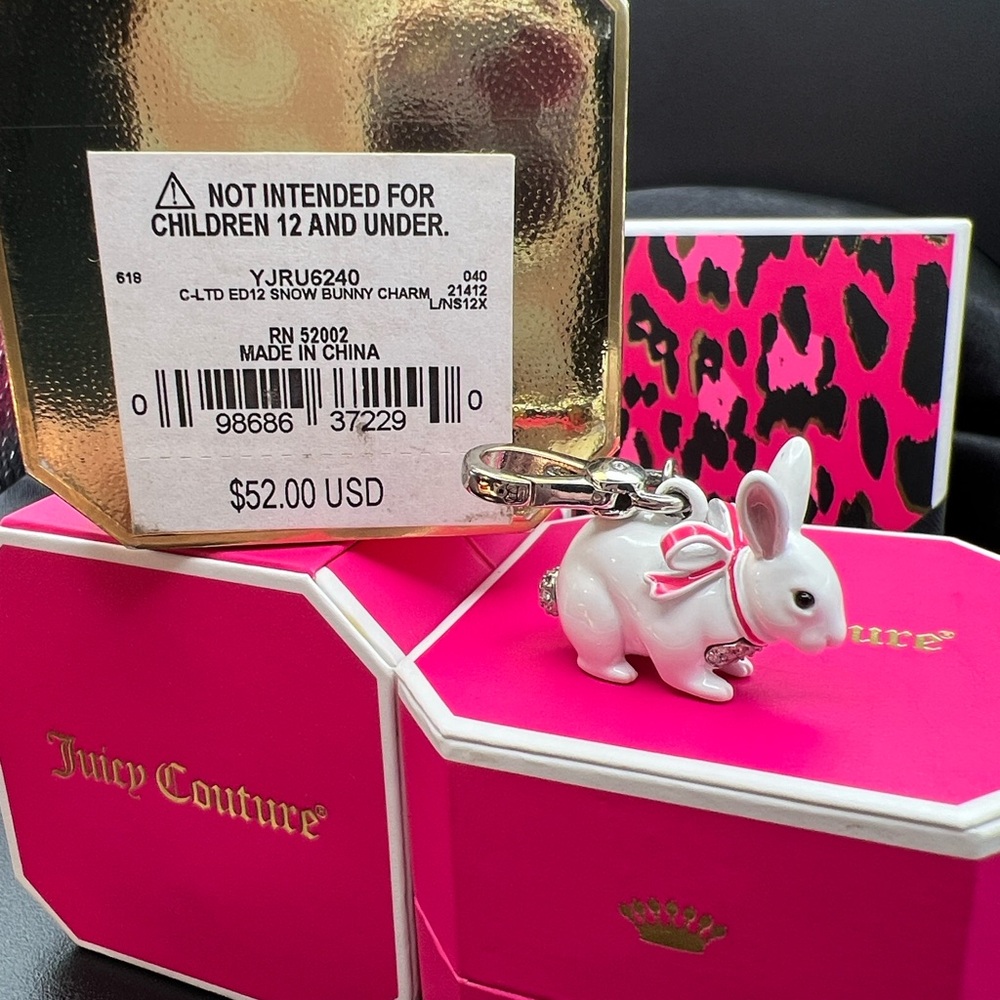 BNIB VINTAGE Juicy Couture Snow Bunny Charm With Crystal Rhinestones. Y2K - Picture 6 of 8